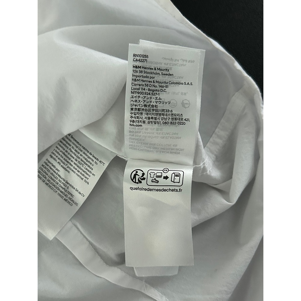 HM Muscle Fit Shirt Small White Grandad Band Collar Long Sleeve Button Up 1494 - Picture 10 of 13